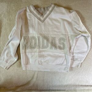 Adidas V-Neck White and Gray Pullover